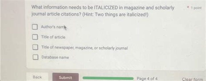 Are scholarly articles italicized?