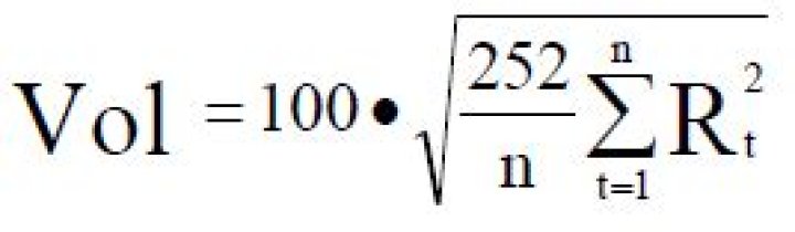 Formula for realized volatility?