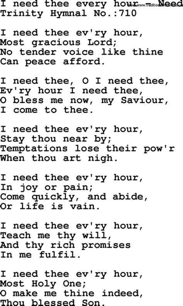 In need thee every hour lyrics?