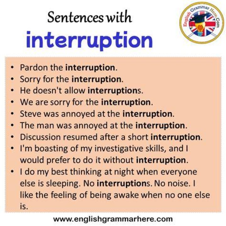 Interruption in sentence examples?