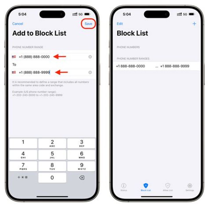 On iphone block numbers?