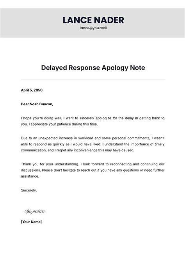 Should you apologize for a delayed response?