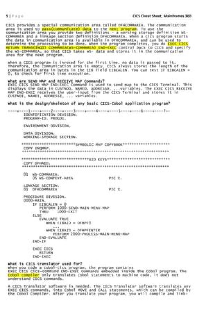 What is dfhcommarea in cics?