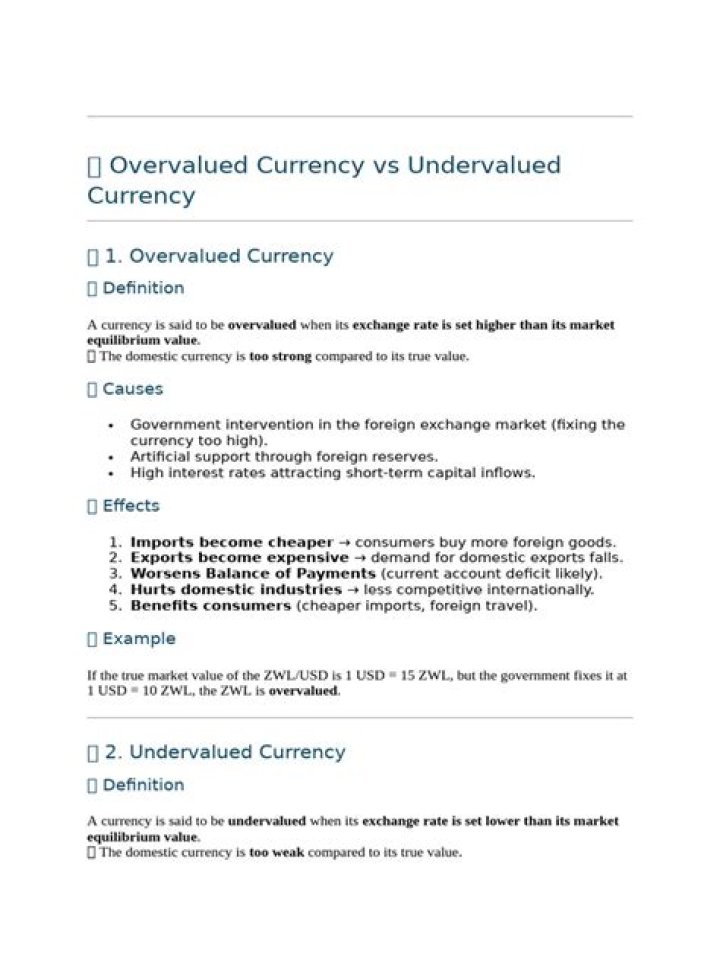 When is a currency overvalued and undervalued?