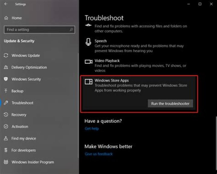 Where is windows store apps troubleshooter?